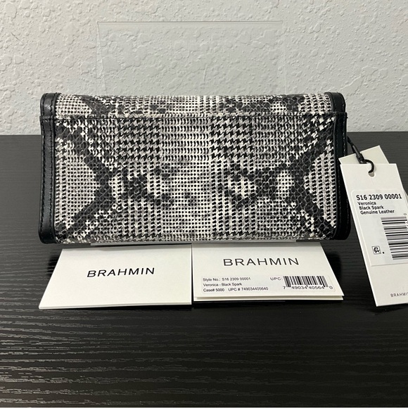 Brahmin Veronica BLACK SPARK Houndstooth Pattern Leather NWT - Picture 3 of 9